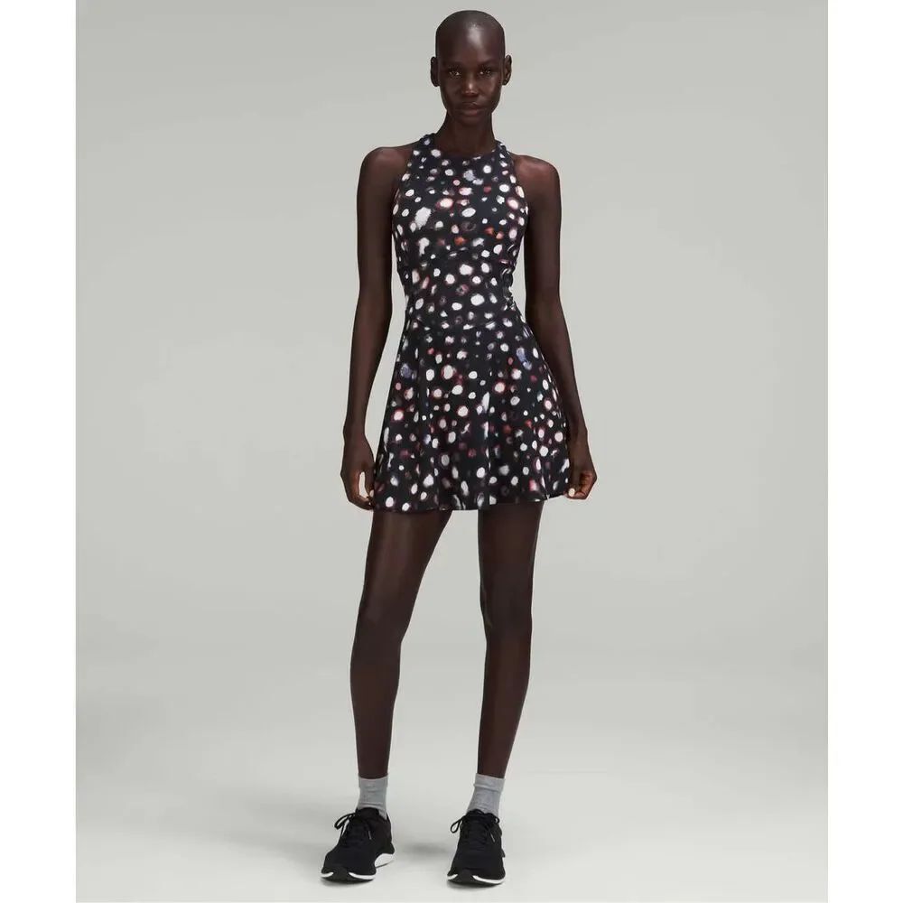 Lululemon Court Crush Tennis Dress Haze Dot Inverse Orange Multi Size 4